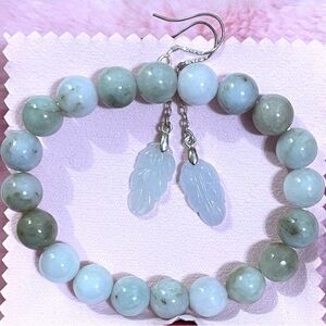 Certified Natural Myanmar Burma Jade Bracelet and Jade Earring Set 10”